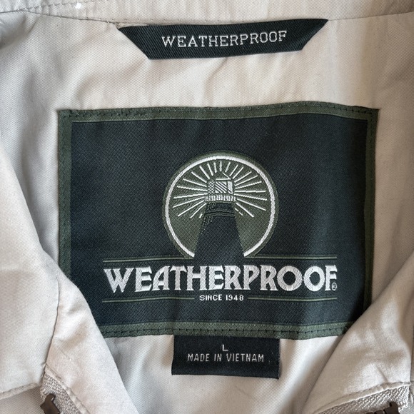 Weatherproof Lightweight Full Zip Jacket Men's L Beige Collared Bomber Coat - Picture 4 of 7